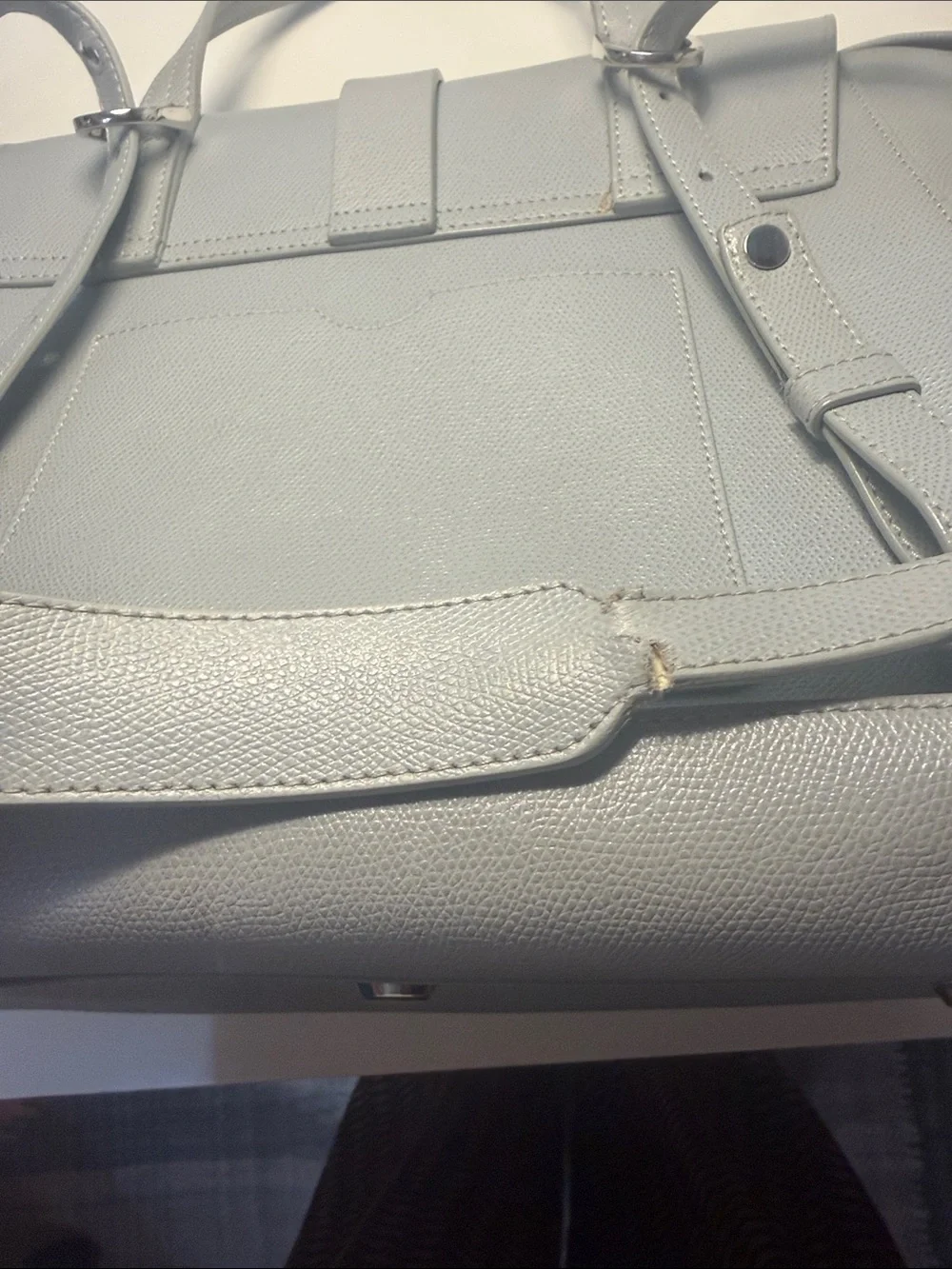 Senreve Pebbled Leather Satchel in Light Gray